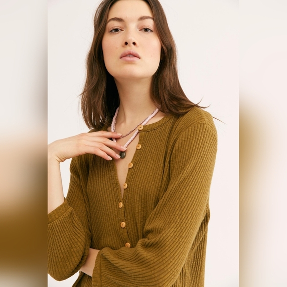 Free People Beach Blossom Button-Up T-Shirt Dress in Mustard Size XS/TP Women's - Picture 3 of 9